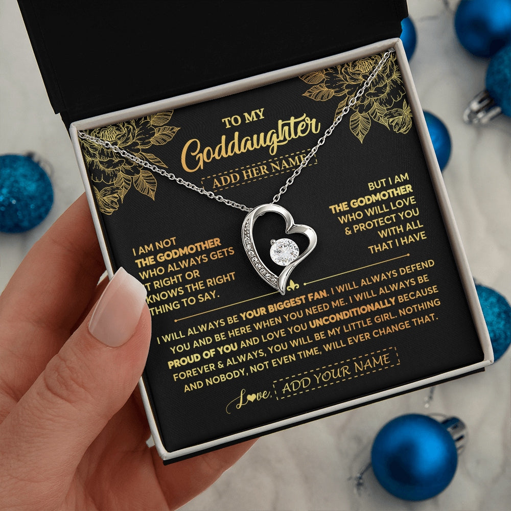 Forever Love Necklace 14K White Gold Finish | 2 | Personalized To My Goddaughter Gifts Necklace From Godmother Meaningful Family Jewelry Birthday Gifts For Goddaughter Christmas Custom Gift Box Message Card | https://teecentury.