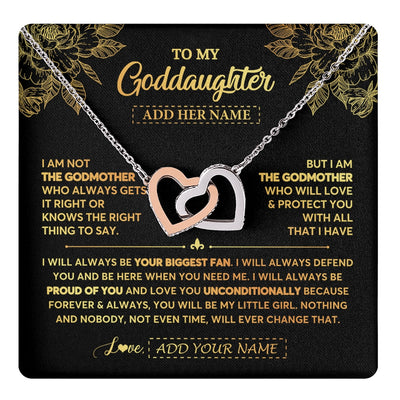 Interlocking Hearts Necklace Stainless Steel & Rose Gold Finish | 1 | Personalized To My Goddaughter Gifts Necklace From Godmother Meaningful Family Jewelry Birthday Gifts For Goddaughter Christmas Custom Gift Box Message Card | https://teecentury.