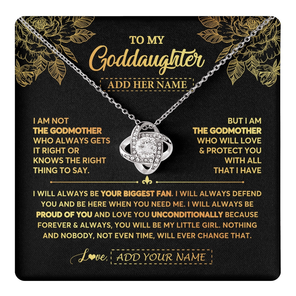 Love Knot Necklace 14K White Gold Finish | 1 | Personalized To My Goddaughter Gifts Necklace From Godmother Meaningful Family Jewelry Birthday Gifts For Goddaughter Christmas Custom Gift Box Message Card | https://teecentury.