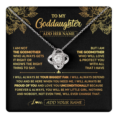 Love Knot Necklace 14K White Gold Finish | 1 | Personalized To My Goddaughter Gifts Necklace From Godmother Meaningful Family Jewelry Birthday Gifts For Goddaughter Christmas Custom Gift Box Message Card | https://teecentury.