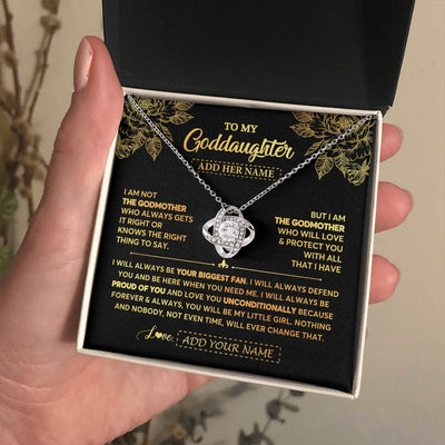 Love Knot Necklace 14K White Gold Finish | 2 | Personalized To My Goddaughter Gifts Necklace From Godmother Meaningful Family Jewelry Birthday Gifts For Goddaughter Christmas Custom Gift Box Message Card | https://teecentury.