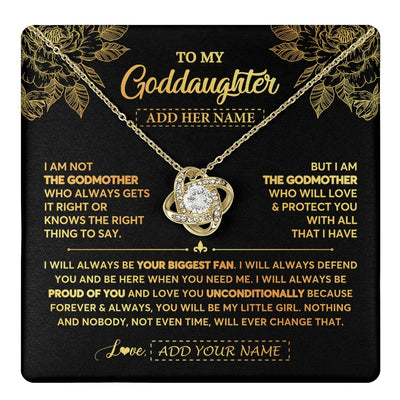 Love Knot Necklace 18K Yellow Gold Finish | 1 | Personalized To My Goddaughter Gifts Necklace From Godmother Meaningful Family Jewelry Birthday Gifts For Goddaughter Christmas Custom Gift Box Message Card | https://teecentury.