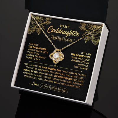 Love Knot Necklace 18K Yellow Gold Finish | 2 | Personalized To My Goddaughter Gifts Necklace From Godmother Meaningful Family Jewelry Birthday Gifts For Goddaughter Christmas Custom Gift Box Message Card | https://teecentury.