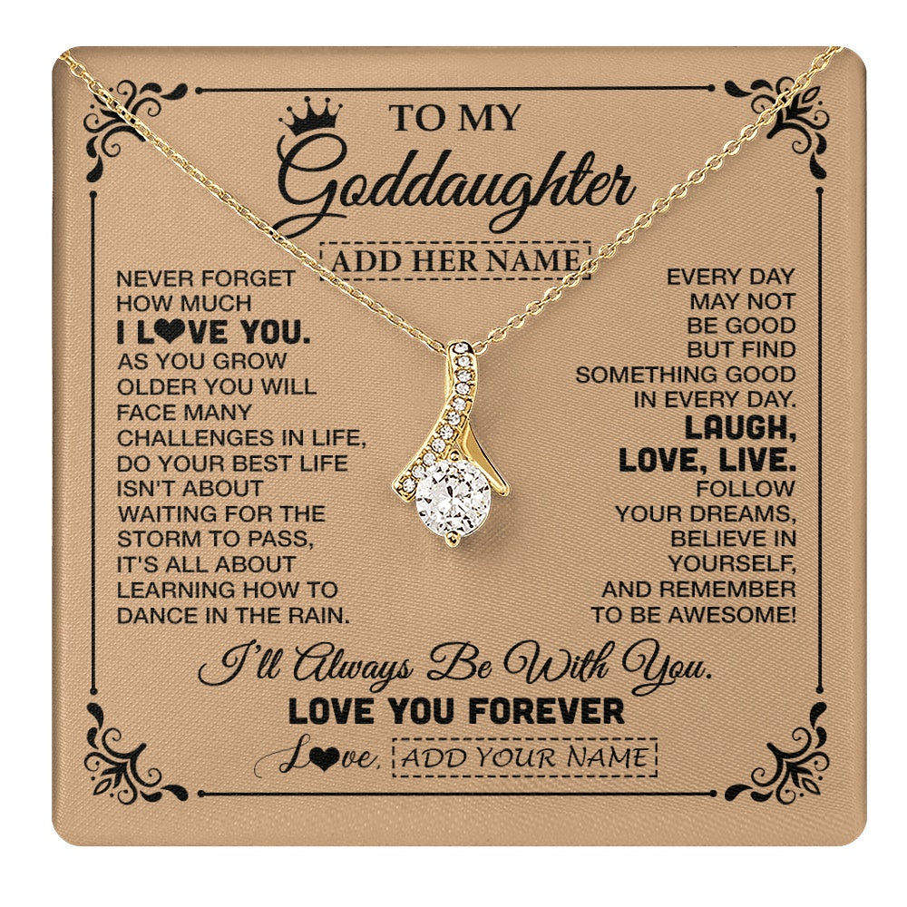 Alluring Beauty Necklace 18K Yellow Gold Finish | 1 | Personalized To My Goddaughter Gifts Necklace From Godmother Never Forget How Much I Love You Goddaughter Birthday Gifts Christmas Gift Box Message Card | https://teecentury.