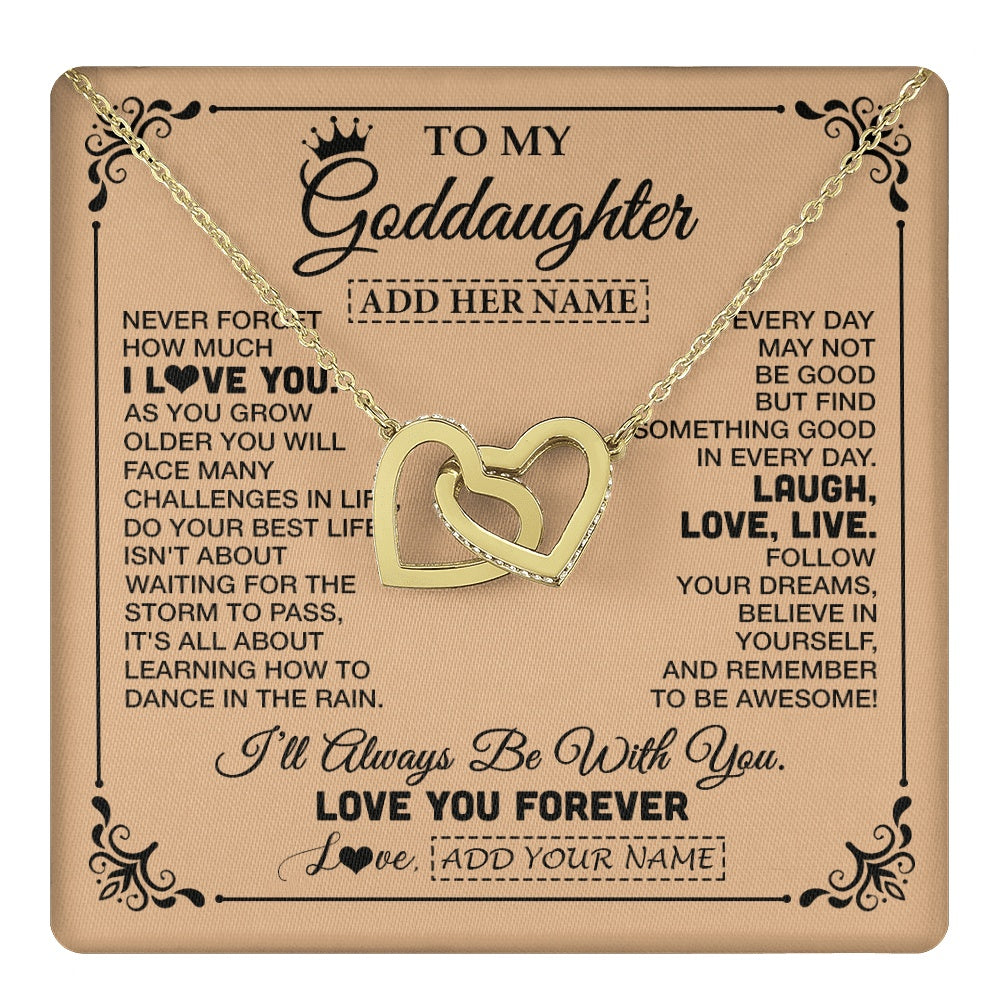 Interlocking Hearts Necklace 18K Yellow Gold Finish | 1 | Personalized To My Goddaughter Gifts Necklace From Godmother Never Forget How Much I Love You Goddaughter Birthday Gifts Christmas Gift Box Message Card | https://teecentury.