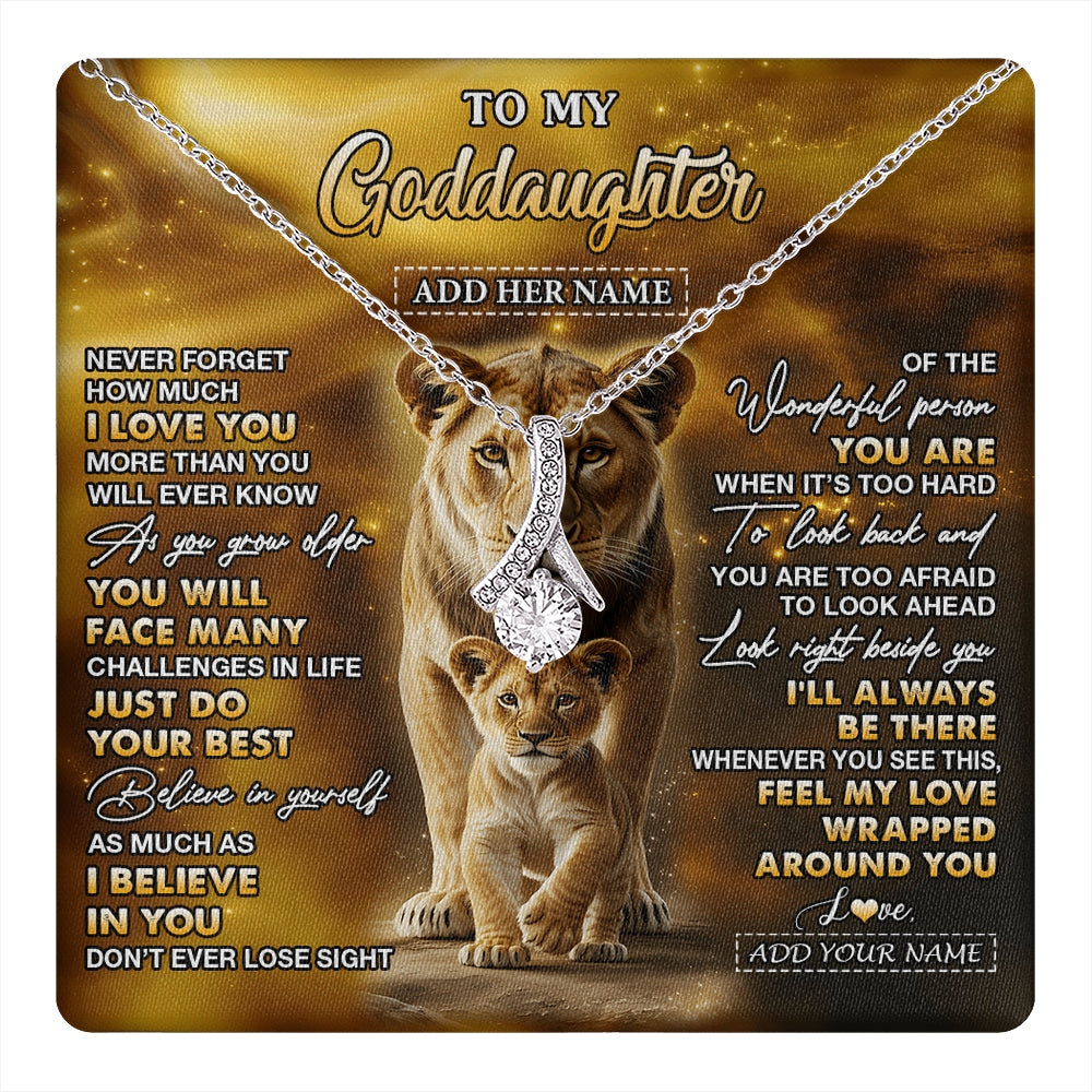 Alluring Beauty Necklace 14K White Gold Finish | 1 | Personalized To My Goddaughter Gifts Necklace From Godmother Never Forget How Much I Love You Lion Goddaughter Birthday Gifts Christmas Gift Box Message Card | https://teecentury.