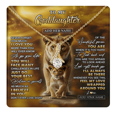 Alluring Beauty Necklace 18K Yellow Gold Finish | 1 | Personalized To My Goddaughter Gifts Necklace From Godmother Never Forget How Much I Love You Lion Goddaughter Birthday Gifts Christmas Gift Box Message Card | https://teecentury.