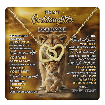 Interlocking Hearts Necklace 18K Yellow Gold Finish | 1 | Personalized To My Goddaughter Gifts Necklace From Godmother Never Forget How Much I Love You Lion Goddaughter Birthday Gifts Christmas Gift Box Message Card | https://teecentury.