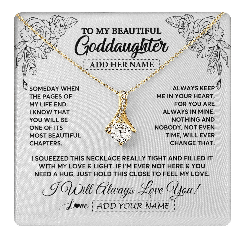 Alluring Beauty Necklace 18K Yellow Gold Finish | 1 | Personalized To My Goddaughter Gifts Necklace From Godmother Someday When The Pages Birthday Goddaughter Christmas Graduation Jewelry Gift Box Message Card | https://teecentury.