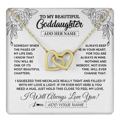 Interlocking Hearts Necklace 18K Yellow Gold Finish | 1 | Personalized To My Goddaughter Gifts Necklace From Godmother Someday When The Pages Birthday Goddaughter Christmas Graduation Jewelry Gift Box Message Card | https://teecentury.