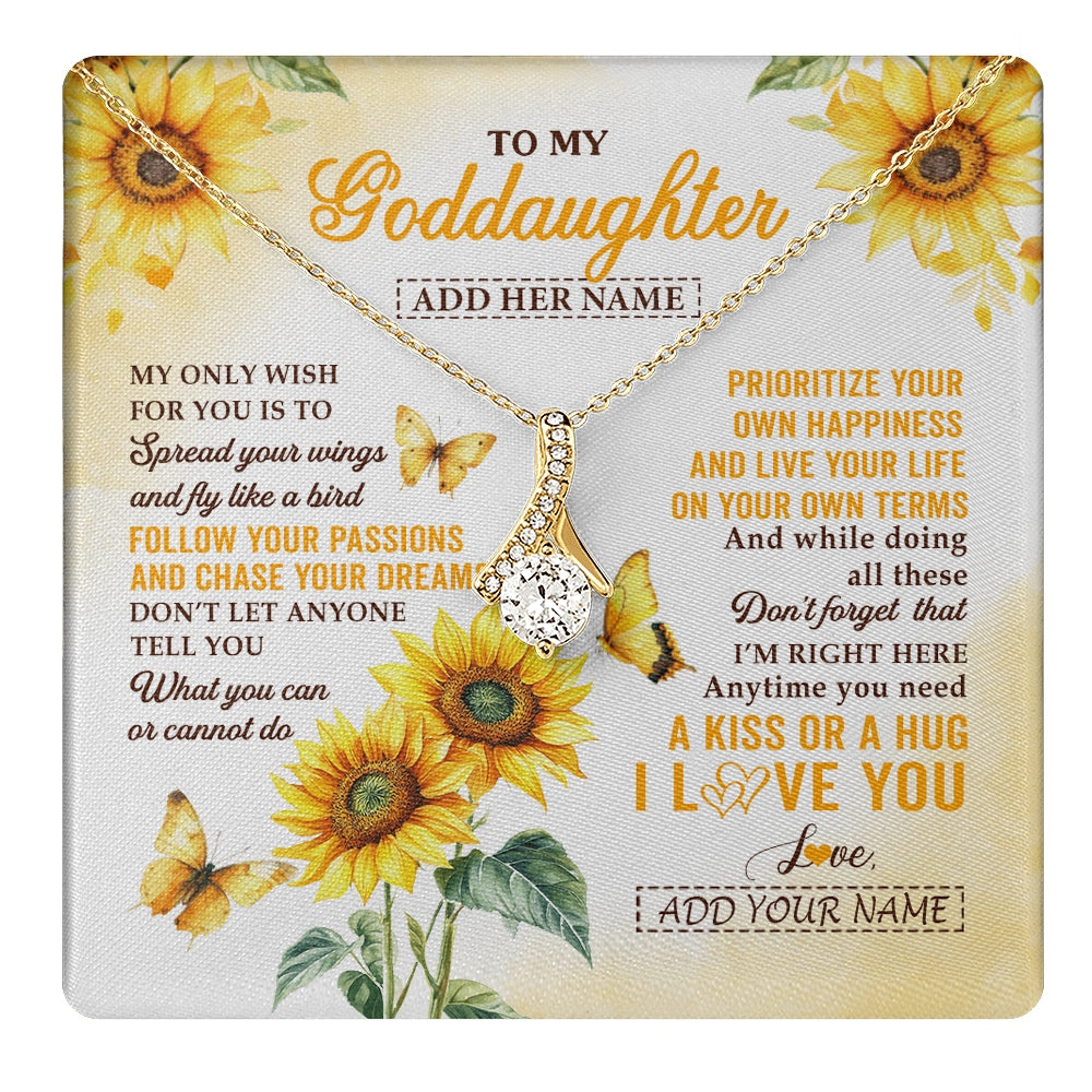 Alluring Beauty Necklace 18K Yellow Gold Finish | 1 | Personalized To My Goddaughter Gifts Necklace From Godmother Sunflower My Only Wish For You Goddaughter Birthday Gifts Christmas Custom Gift Box Message Card | https://teecentury.
