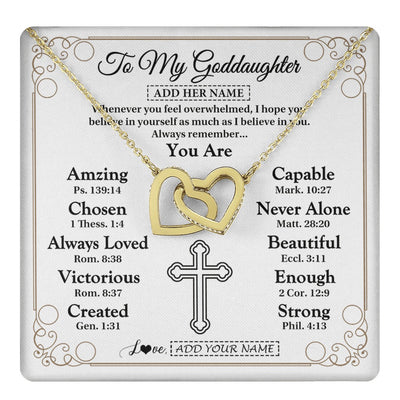Interlocking Hearts Necklace 18K Yellow Gold Finish | 1 | Personalized To My Goddaughter Gifts Necklace From Godmother Uncle Christ Christian Gifts For Goddaughter Birthday Christmas Custom Gift Box Message Card | https://teecentury.