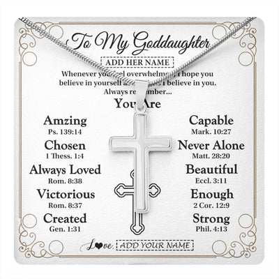 Stainless Cross Necklace Stainless Steel | 1 | Personalized To My Goddaughter Gifts Necklace From Godmother Uncle Christ Christian Gifts For Goddaughter Birthday Christmas Custom Gift Box Message Card | https://teecentury.
