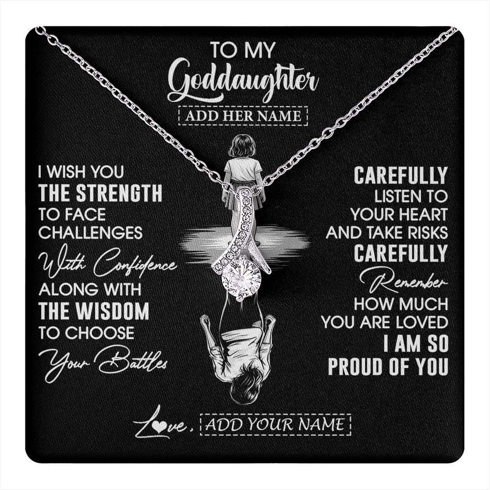 Alluring Beauty Necklace 14K White Gold Finish | 1 | Personalized To My Goddaughter Gifts Necklace From Godmother Uncle I Wish You The Strength Goddaughter Birthday Gifts Christmas Custom Gift Box Message Card | https://teecentury.