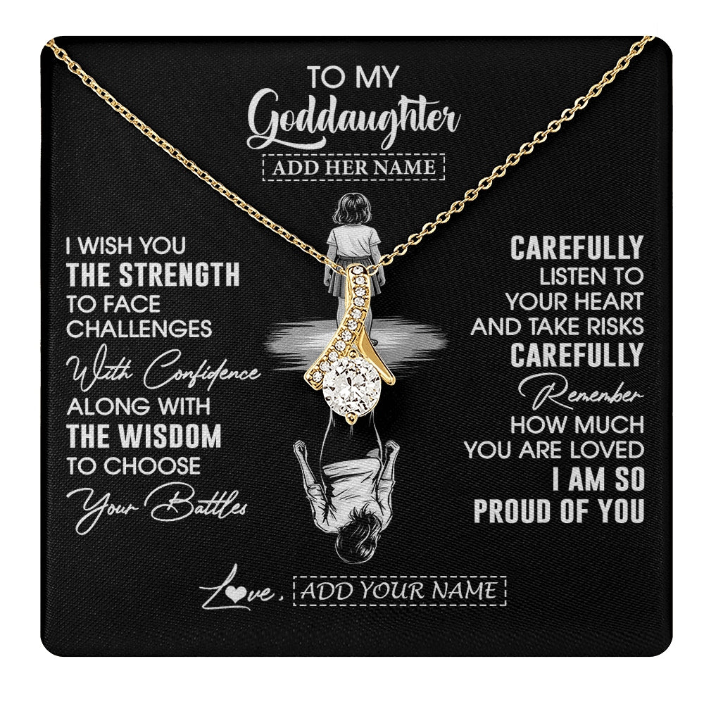 Alluring Beauty Necklace 18K Yellow Gold Finish | 1 | Personalized To My Goddaughter Gifts Necklace From Godmother Uncle I Wish You The Strength Goddaughter Birthday Gifts Christmas Custom Gift Box Message Card | https://teecentury.