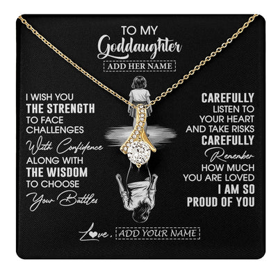 Alluring Beauty Necklace 18K Yellow Gold Finish | 1 | Personalized To My Goddaughter Gifts Necklace From Godmother Uncle I Wish You The Strength Goddaughter Birthday Gifts Christmas Custom Gift Box Message Card | https://teecentury.
