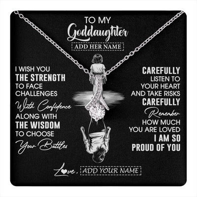 Alluring Beauty Necklace 14K White Gold Finish | 1 | Personalized To My Goddaughter Gifts Necklace From Godmother Uncle I Wish You The Strength Goddaughter Birthday Gifts Christmas Custom Gift Box Message Card | https://teecentury.