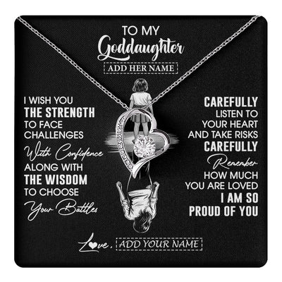 Forever Love Necklace 14K White Gold Finish | 1 | Personalized To My Goddaughter Gifts Necklace From Godmother Uncle I Wish You The Strength Goddaughter Birthday Gifts Christmas Custom Gift Box Message Card | https://teecentury.
