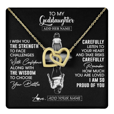 Interlocking Hearts Necklace 18K Yellow Gold Finish | 1 | Personalized To My Goddaughter Gifts Necklace From Godmother Uncle I Wish You The Strength Goddaughter Birthday Gifts Christmas Custom Gift Box Message Card | https://teecentury.
