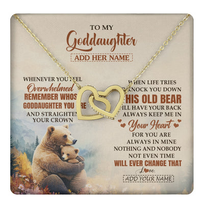Interlocking Hearts Necklace 18K Yellow Gold Finish | 1 | Personalized To My Goddaughter Gifts Necklace From Godmother Whenever Bear Unique Birthday Gifts For Goddaughter Graduation Christmas Gift Box Message Card | teecentury.myshopify