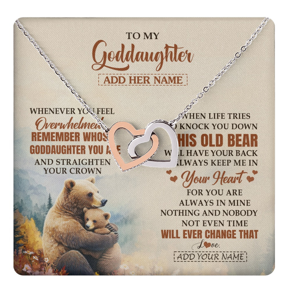 Interlocking Hearts Necklace Stainless Steel & Rose Gold Finish | 1 | Personalized To My Goddaughter Gifts Necklace From Godmother Whenever Bear Unique Birthday Gifts For Goddaughter Graduation Christmas Gift Box Message Card | teecentury.myshopify