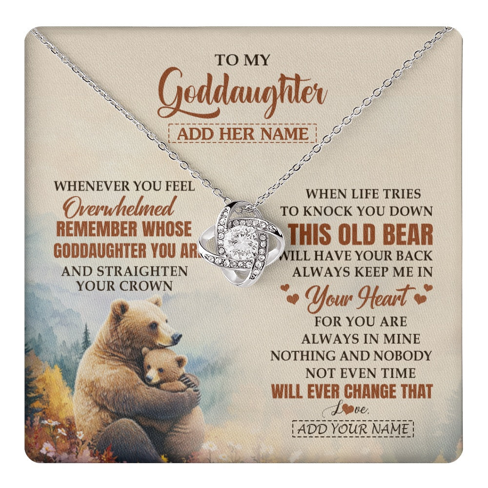 Love Knot Necklace 14K White Gold Finish | 1 | Personalized To My Goddaughter Gifts Necklace From Godmother Whenever Bear Unique Birthday Gifts For Goddaughter Graduation Christmas Gift Box Message Card | teecentury.myshopify