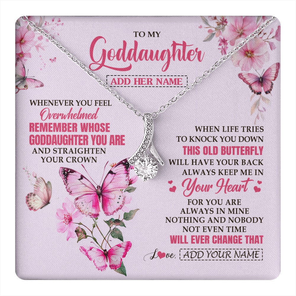 Alluring Beauty Necklace 14K White Gold Finish | 1 | Personalized To My Goddaughter Gifts Necklace From Godmother Whenever Butterfly Unique Birthday Gifts Goddaughter Graduation Christmas Gift Box Message Card | teecentury.myshopify