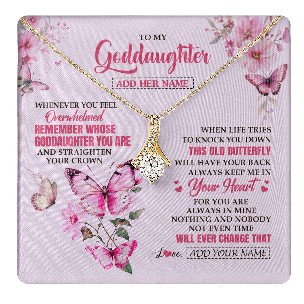 Alluring Beauty Necklace 18K Yellow Gold Finish | 1 | Personalized To My Goddaughter Gifts Necklace From Godmother Whenever Butterfly Unique Birthday Gifts Goddaughter Graduation Christmas Gift Box Message Card | teecentury.myshopify