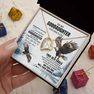 Forever Love Necklace 18K Yellow Gold Finish | 2 | Personalized To My Goddaughter Gifts Necklace From Godmother Whenever Eagle Unique Birthday Gifts For Goddaughter Christmas Jewelry Gift Box Message Card | https://teecentury.