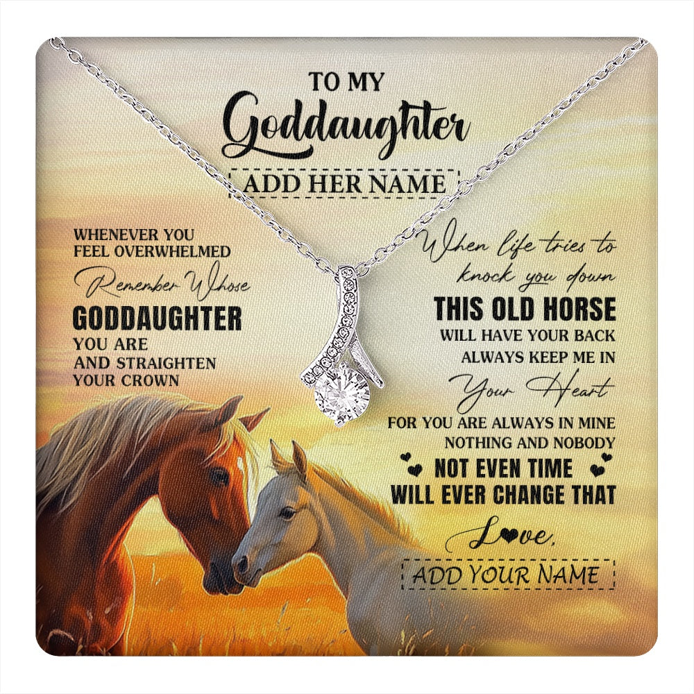 Alluring Beauty Necklace 14K White Gold Finish | 1 | Personalized To My Goddaughter Gifts Necklace From Godmother Whenever Horse Unique Birthday Gifts For Goddaughter Graduation Christmas Gift Box Message Card | teecentury.myshopify