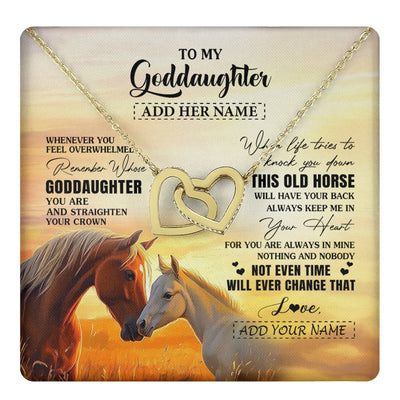 Interlocking Hearts Necklace 18K Yellow Gold Finish | 1 | Personalized To My Goddaughter Gifts Necklace From Godmother Whenever Horse Unique Birthday Gifts For Goddaughter Graduation Christmas Gift Box Message Card | teecentury.myshopify