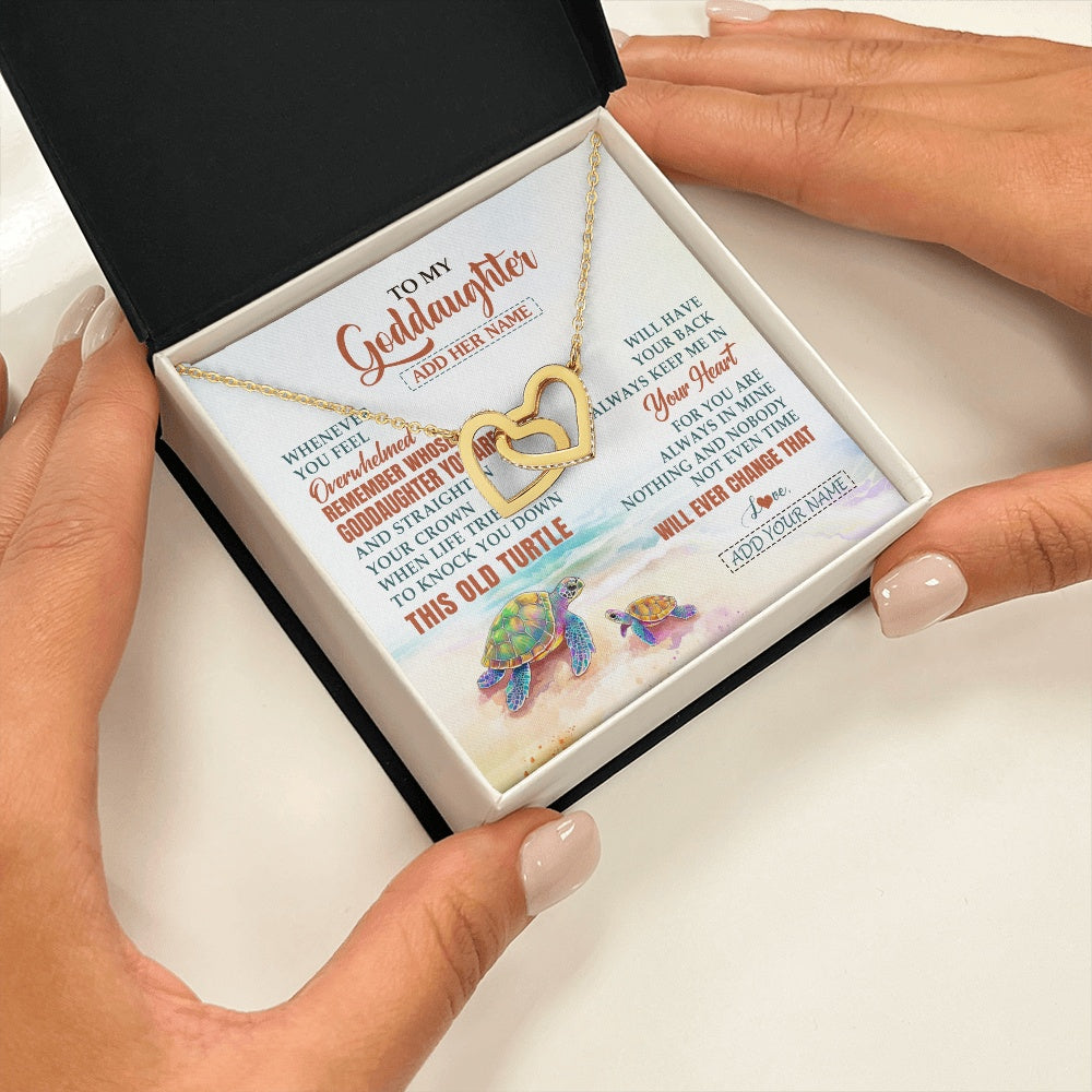 Interlocking Hearts Necklace 18K Yellow Gold Finish | 2 | Personalized To My Goddaughter Gifts Necklace From Godmother Whenever Turtle Unique Birthday Gifts For Goddaughter Christmas Custom Gift Box Message Card | https://teecentury.