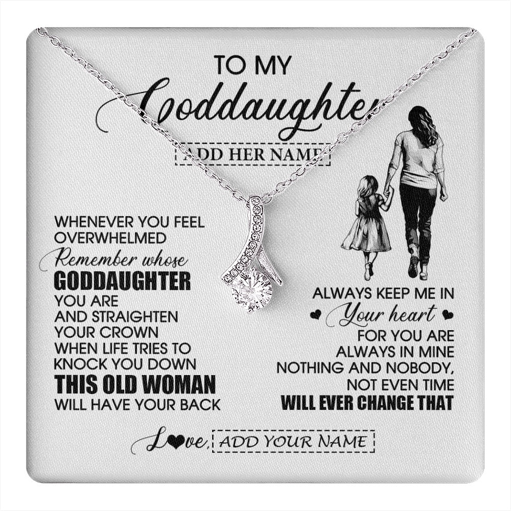 Alluring Beauty Necklace 14K White Gold Finish | 1 | Personalized To My Goddaughter Gifts Necklace From Godmother Whenever Woman Unique Birthday Gifts For Goddaughter Graduation Christmas Gift Box Message Card | teecentury.myshopify