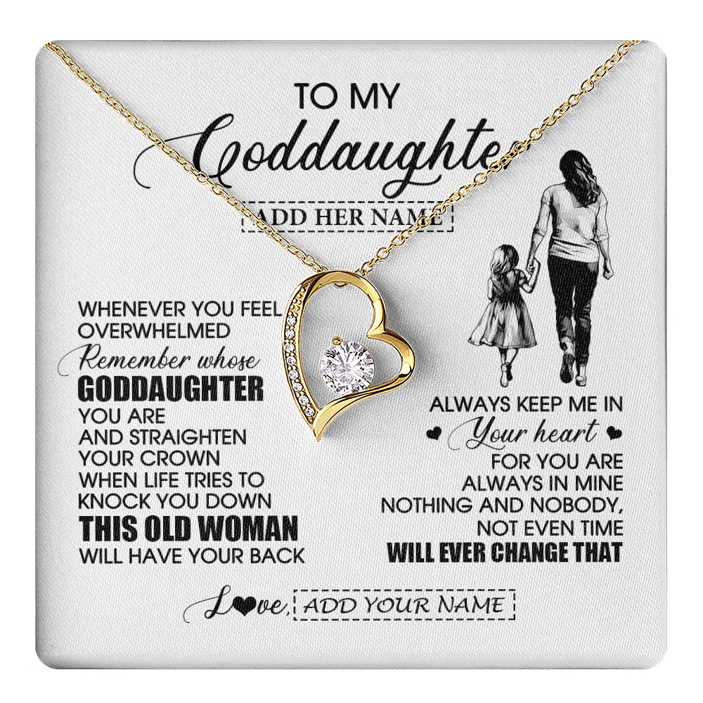 Forever Love Necklace 18K Yellow Gold Finish | 1 | Personalized To My Goddaughter Gifts Necklace From Godmother Whenever Woman Unique Birthday Gifts For Goddaughter Graduation Christmas Gift Box Message Card | teecentury.myshopify