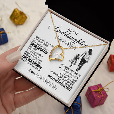 Forever Love Necklace 18K Yellow Gold Finish | 2 | Personalized To My Goddaughter Gifts Necklace From Godmother Whenever Woman Unique Birthday Gifts For Goddaughter Graduation Christmas Gift Box Message Card | teecentury.myshopify