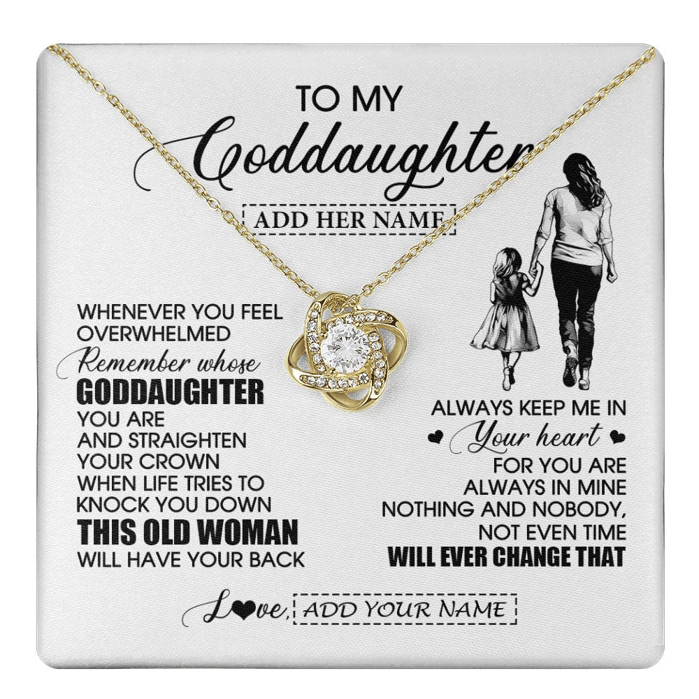 Love Knot Necklace 18K Yellow Gold Finish | 1 | Personalized To My Goddaughter Gifts Necklace From Godmother Whenever Woman Unique Birthday Gifts For Goddaughter Graduation Christmas Gift Box Message Card | teecentury.myshopify