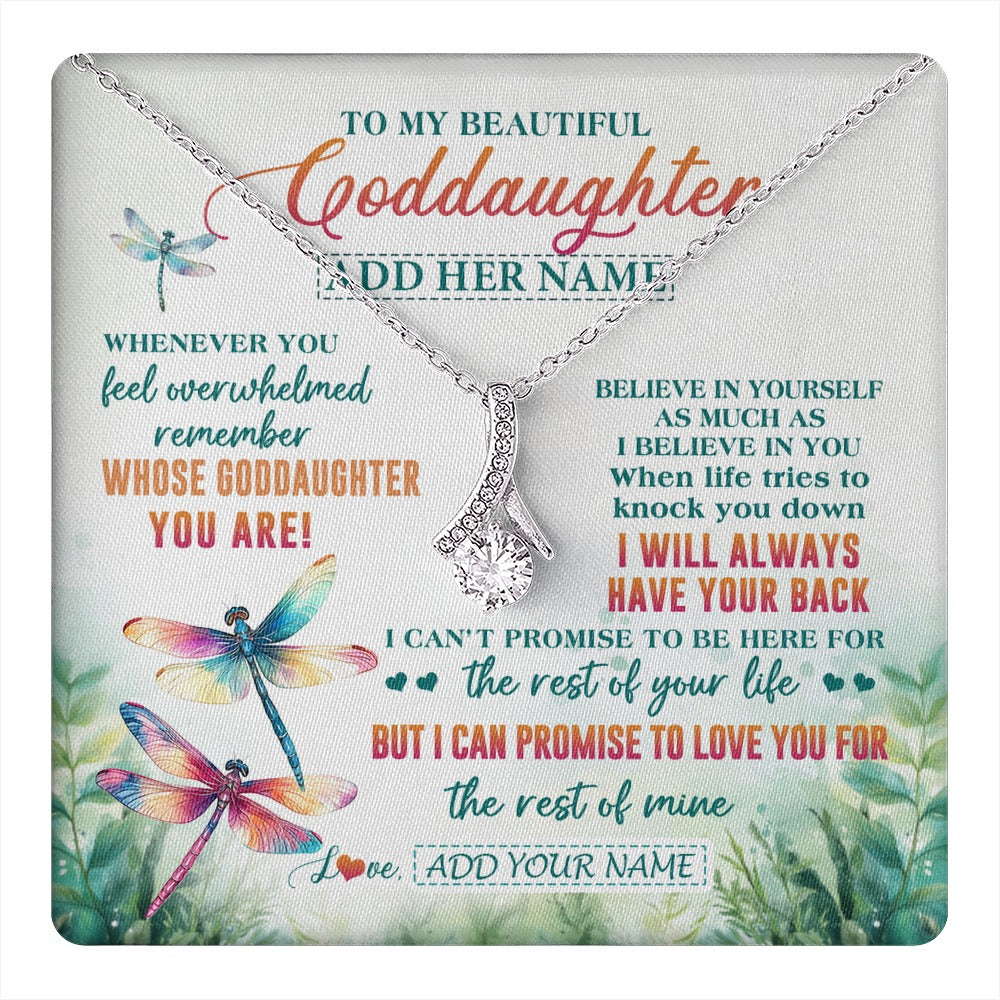 Alluring Beauty Necklace 14K White Gold Finish | 1 | Personalized To My Goddaughter Gifts Necklace From Godmother Whenever You Feel Dragonfly Goddaughter Birthday Gifts Graduation Christmas Gift Box Message Card | https://teecentury.