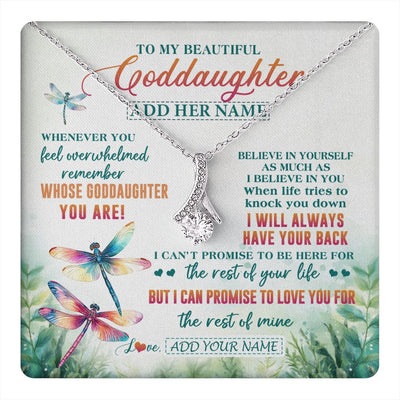 Alluring Beauty Necklace 14K White Gold Finish | 1 | Personalized To My Goddaughter Gifts Necklace From Godmother Whenever You Feel Dragonfly Goddaughter Birthday Gifts Graduation Christmas Gift Box Message Card | https://teecentury.