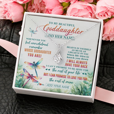 Alluring Beauty Necklace 14K White Gold Finish | 2 | Personalized To My Goddaughter Gifts Necklace From Godmother Whenever You Feel Dragonfly Goddaughter Birthday Gifts Graduation Christmas Gift Box Message Card | https://teecentury.