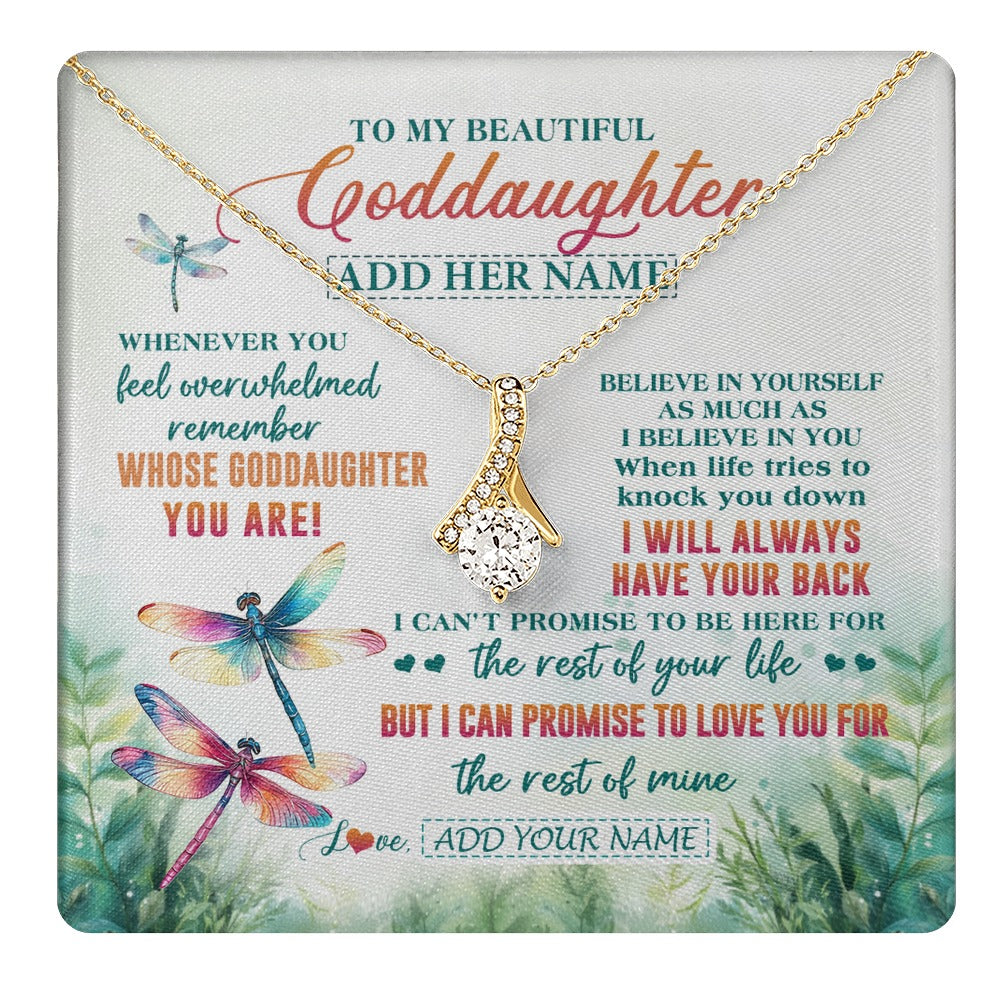 Alluring Beauty Necklace 18K Yellow Gold Finish | 1 | Personalized To My Goddaughter Gifts Necklace From Godmother Whenever You Feel Dragonfly Goddaughter Birthday Gifts Graduation Christmas Gift Box Message Card | https://teecentury.