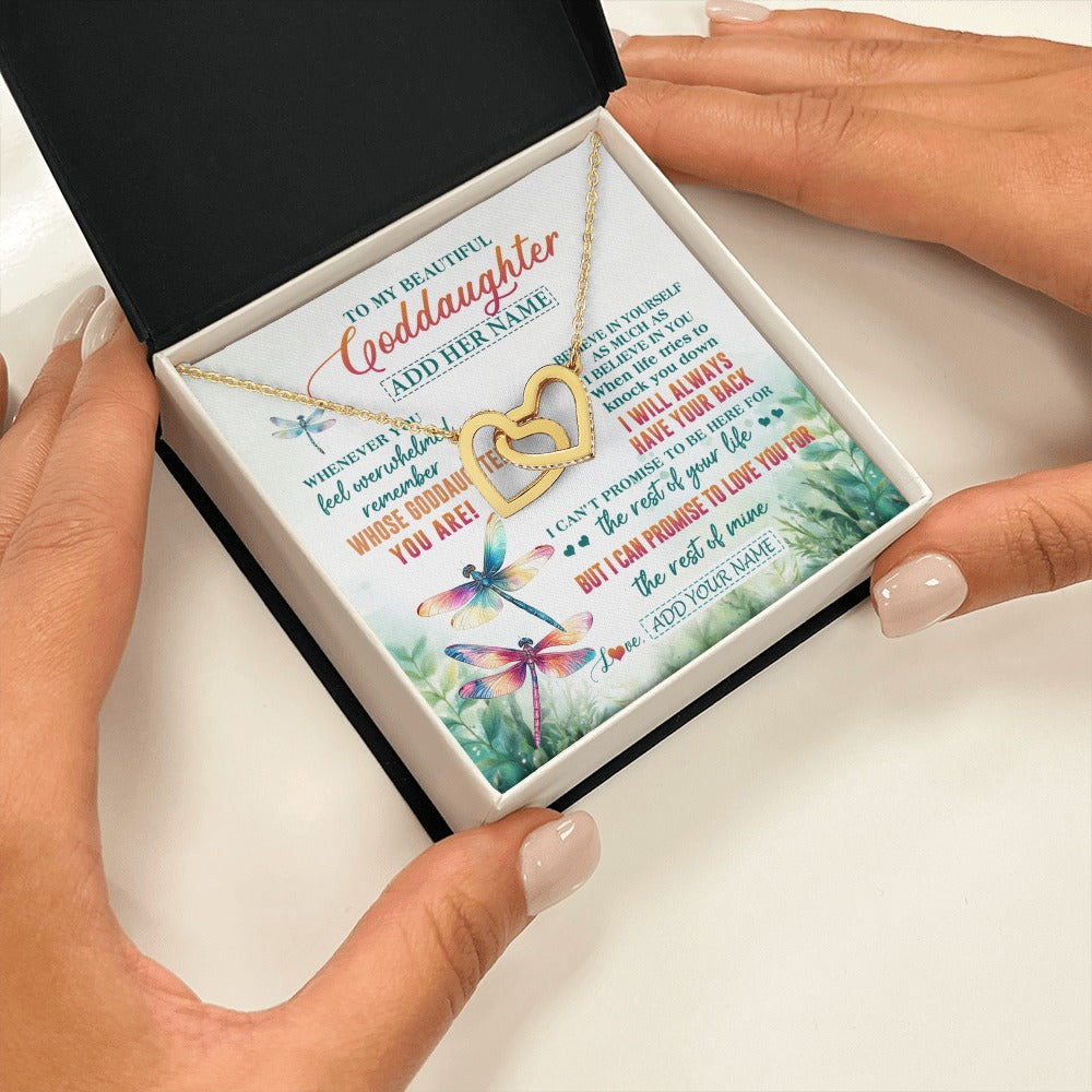 Interlocking Hearts Necklace 18K Yellow Gold Finish | 2 | Personalized To My Goddaughter Gifts Necklace From Godmother Whenever You Feel Dragonfly Goddaughter Birthday Gifts Graduation Christmas Gift Box Message Card | https://teecentury.