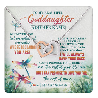 Interlocking Hearts Necklace Stainless Steel & Rose Gold Finish | 1 | Personalized To My Goddaughter Gifts Necklace From Godmother Whenever You Feel Dragonfly Goddaughter Birthday Gifts Graduation Christmas Gift Box Message Card | https://teecentury.
