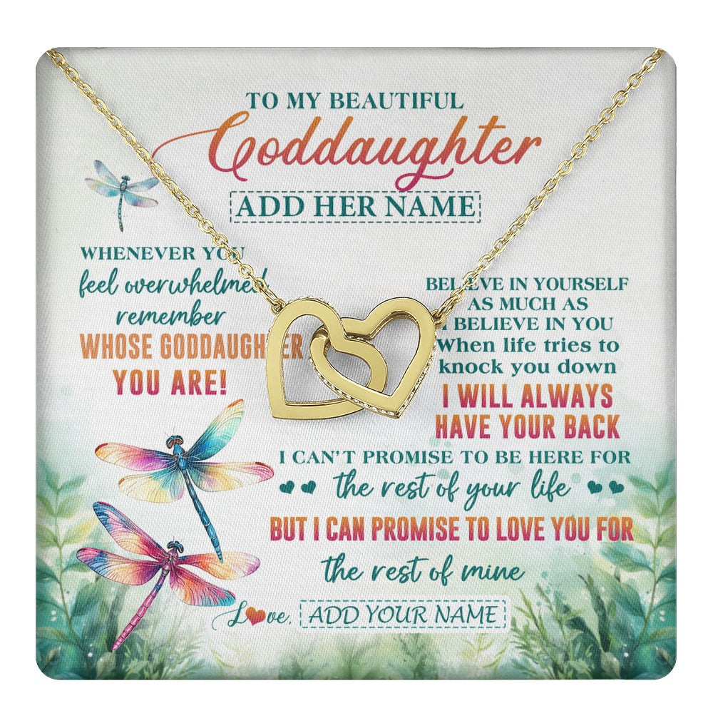 Interlocking Hearts Necklace 18K Yellow Gold Finish | 1 | Personalized To My Goddaughter Gifts Necklace From Godmother Whenever You Feel Dragonfly Goddaughter Birthday Gifts Graduation Christmas Gift Box Message Card | https://teecentury.