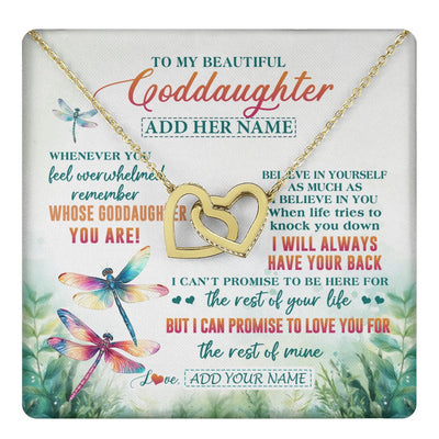 Interlocking Hearts Necklace 18K Yellow Gold Finish | 1 | Personalized To My Goddaughter Gifts Necklace From Godmother Whenever You Feel Dragonfly Goddaughter Birthday Gifts Graduation Christmas Gift Box Message Card | https://teecentury.