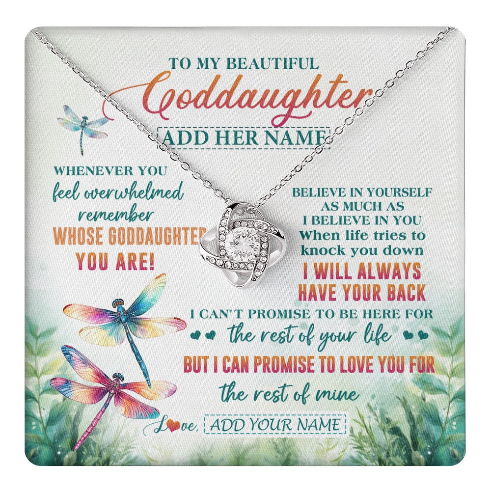Love Knot Necklace 14K White Gold Finish | 1 | Personalized To My Goddaughter Gifts Necklace From Godmother Whenever You Feel Dragonfly Goddaughter Birthday Gifts Graduation Christmas Gift Box Message Card | https://teecentury.
