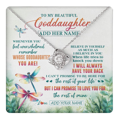 Love Knot Necklace 14K White Gold Finish | 1 | Personalized To My Goddaughter Gifts Necklace From Godmother Whenever You Feel Dragonfly Goddaughter Birthday Gifts Graduation Christmas Gift Box Message Card | https://teecentury.