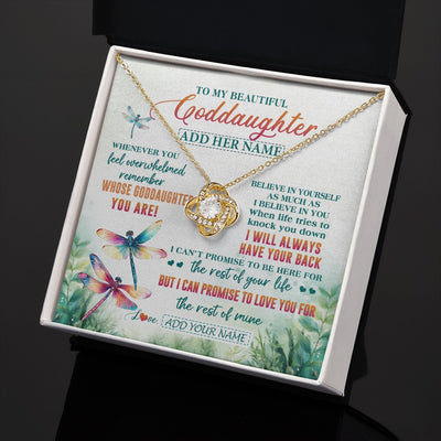 Love Knot Necklace 18K Yellow Gold Finish | 2 | Personalized To My Goddaughter Gifts Necklace From Godmother Whenever You Feel Dragonfly Goddaughter Birthday Gifts Graduation Christmas Gift Box Message Card | https://teecentury.