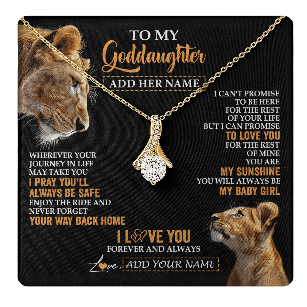 Alluring Beauty Necklace 18K Yellow Gold Finish | 1 | Personalized To My Goddaughter Gifts Necklace From Godmother Wherever Your Journey In Life Lion Goddaughter Birthday Gifts Christmas Gift Box Message Card | https://teecentury.