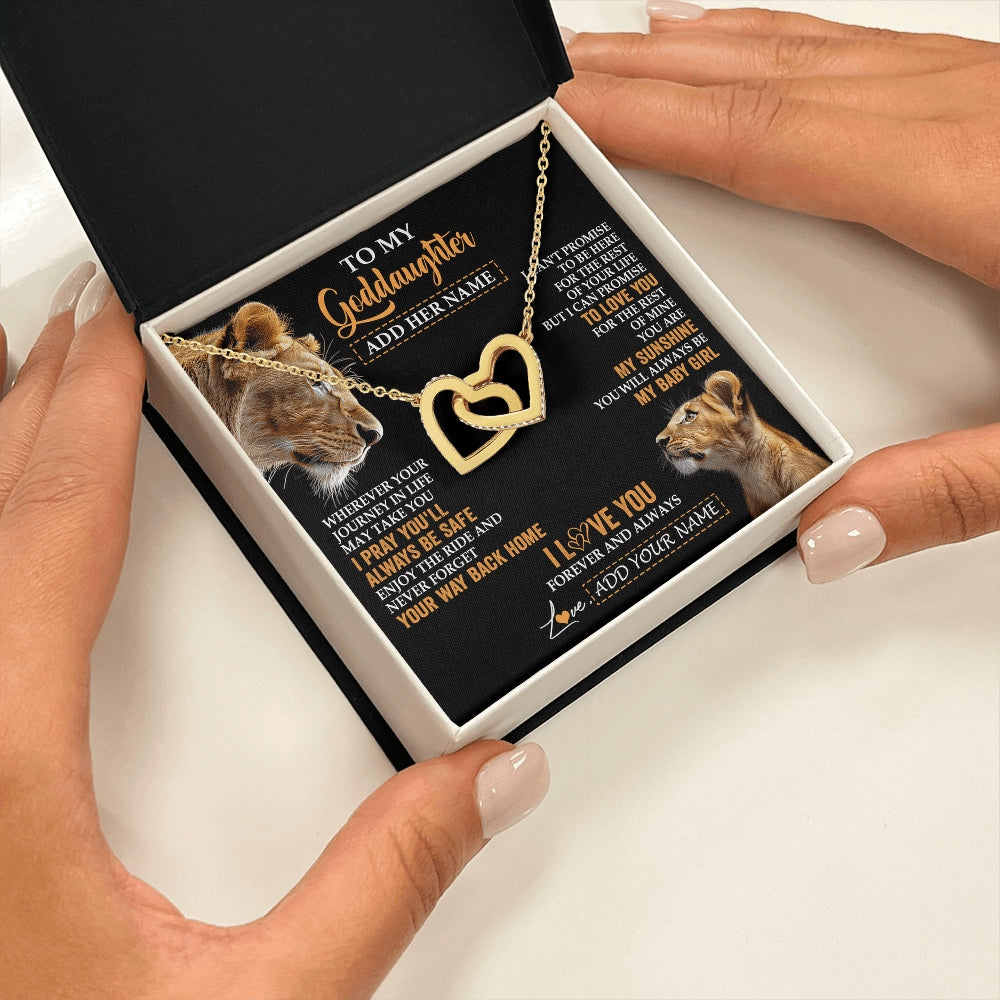 Interlocking Hearts Necklace 18K Yellow Gold Finish | 2 | Personalized To My Goddaughter Gifts Necklace From Godmother Wherever Your Journey In Life Lion Goddaughter Birthday Gifts Christmas Gift Box Message Card | https://teecentury.