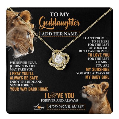 Love Knot Necklace 18K Yellow Gold Finish | 1 | Personalized To My Goddaughter Gifts Necklace From Godmother Wherever Your Journey In Life Lion Goddaughter Birthday Gifts Christmas Gift Box Message Card | https://teecentury.